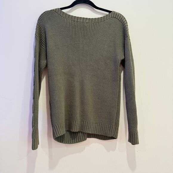 Lauren Ralph Lauren Cable-Knit Cotton-Blend Sweater in Olive Fern Size S - Picture 4 of 6